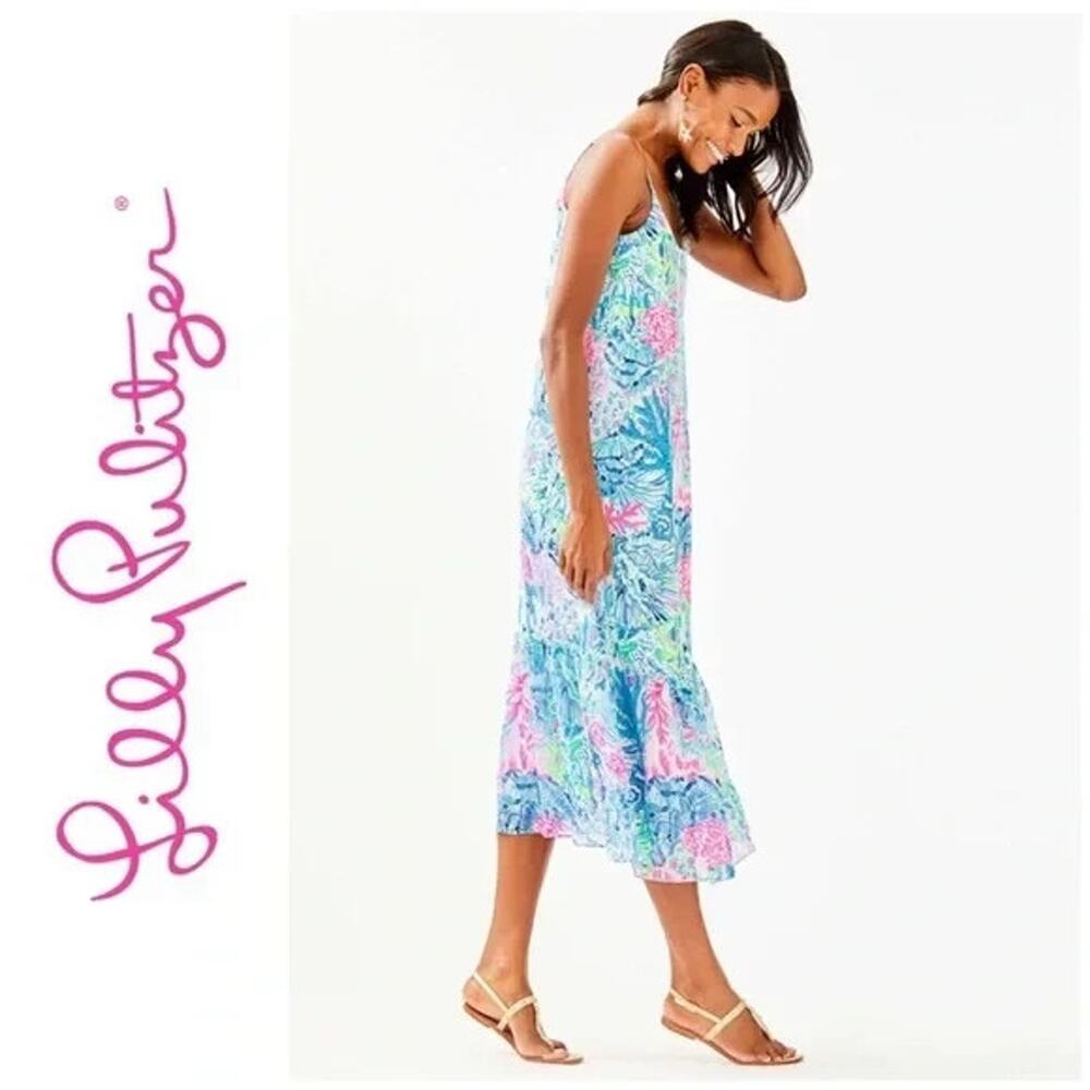NWT Lilly Pulitzer “Sink or Swim” Winni Maxi Dress - Blue/Pink sz S